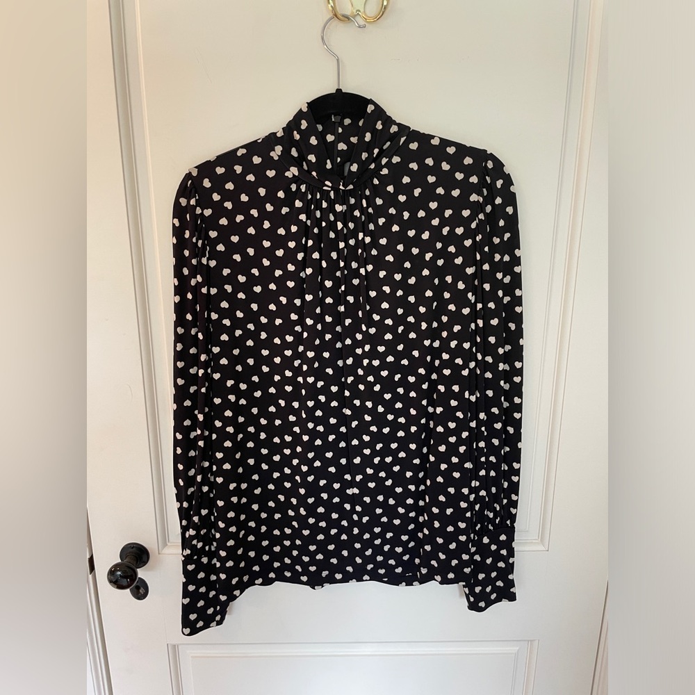 & Other Stories Heart Print Mock Neck Turtleneck, size Medium